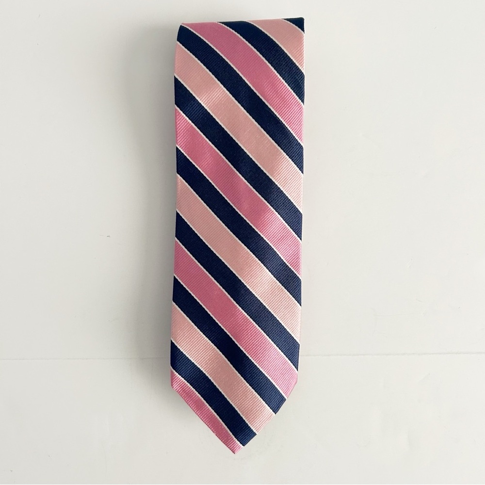 Brooks Brothers Pink and Blue Diagonal Silk Striped Tie